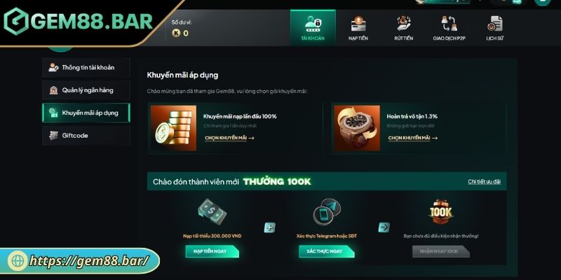 Thông tin thành viên cần chú ý khi nhận thưởng từ GEM88